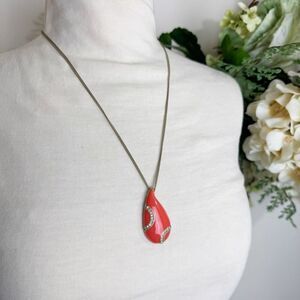 LIA SOPHIA necklace | coral gold rhinestone pendant | Kiam Family
